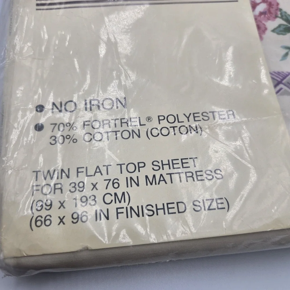 Vintage Cannon Gold Label Floral Twin Flat Top Sheet NOS SEALED NEW! Grandmacore